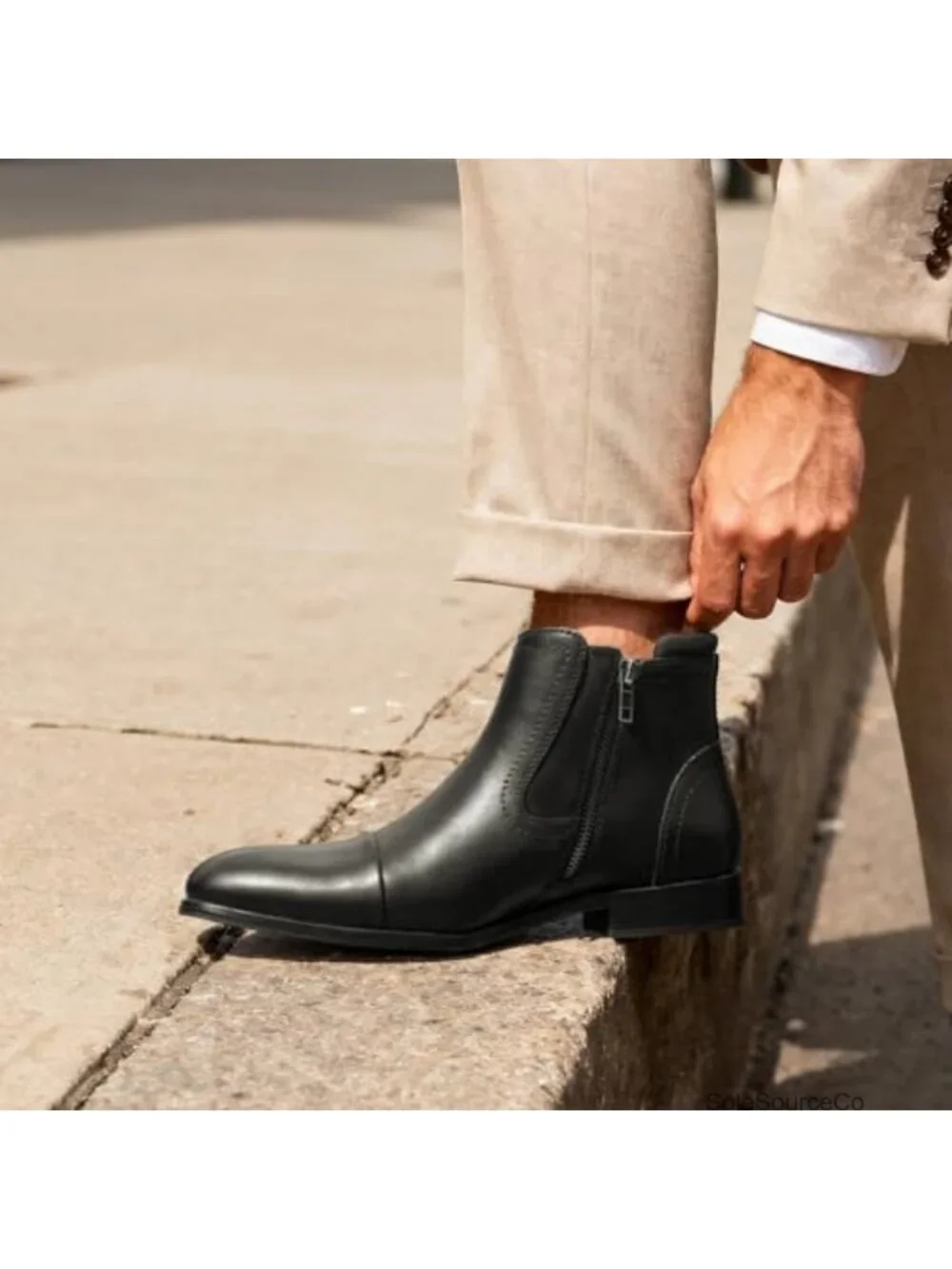 Men's Suede Leather Chelsea Boots with Zipper Ankle Dress Boots